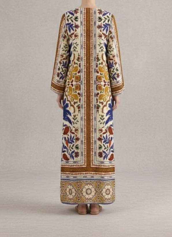 Zar-e-Ivory Garden Kaftan