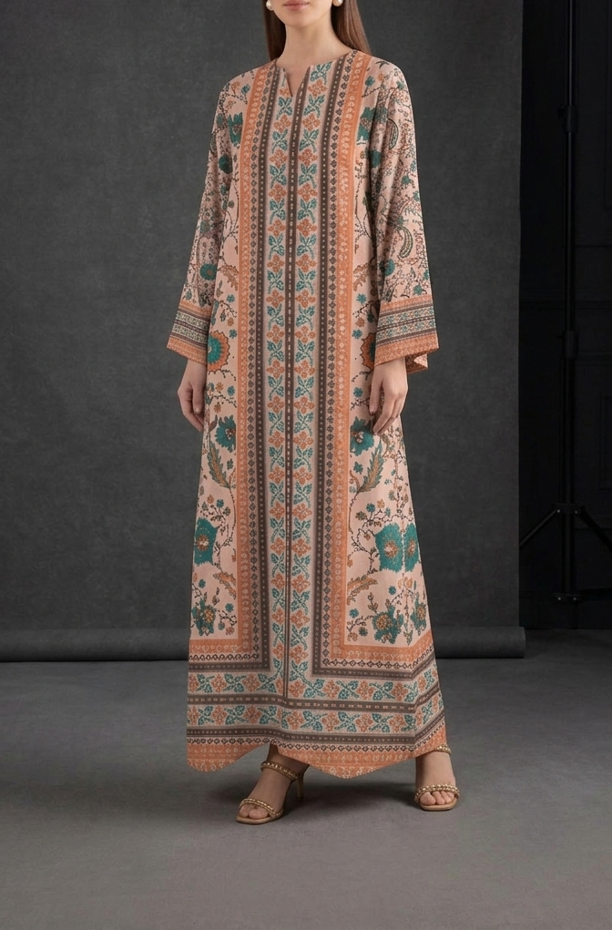 Mehr-e-Peach Garden Kaftan