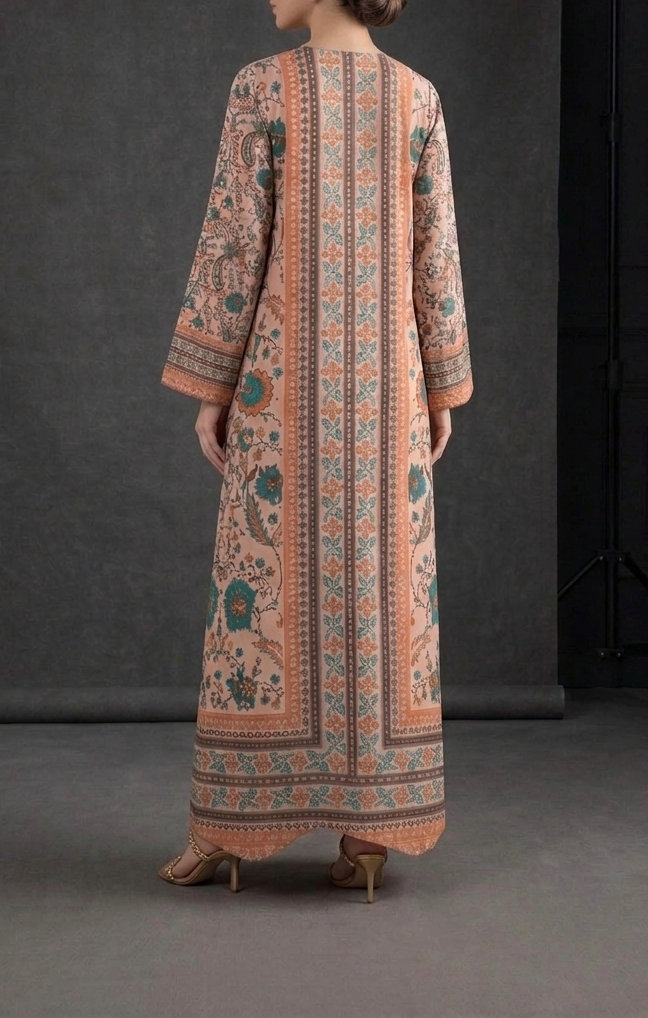 Mehr-e-Peach Garden Kaftan