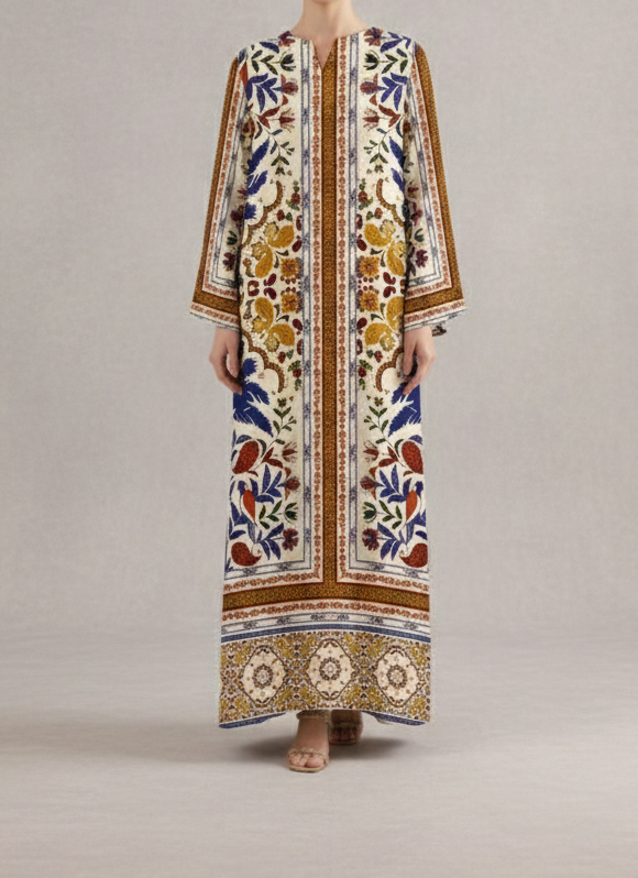 Zar-e-Ivory Garden Kaftan