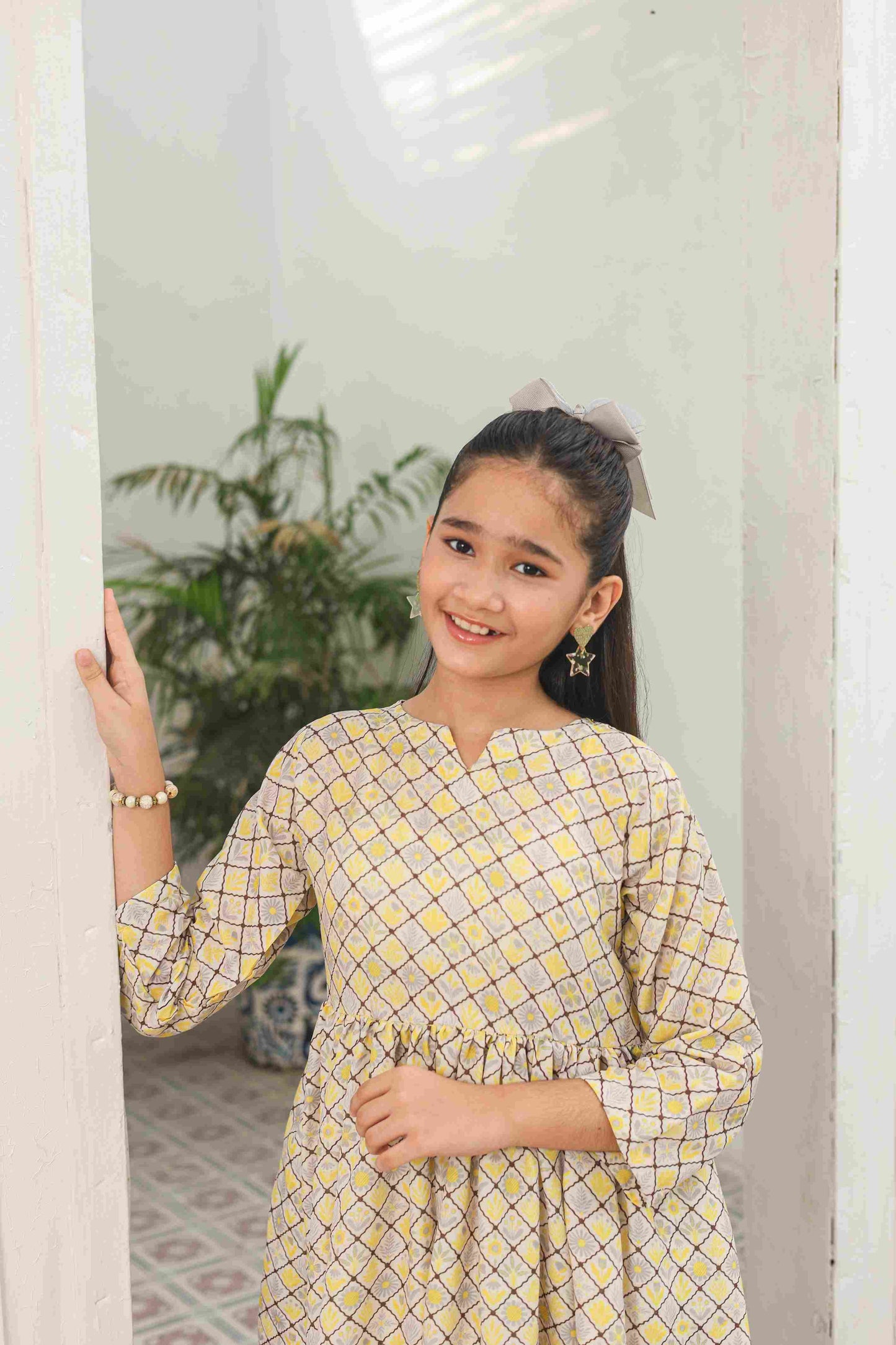 💛 Golden Lattice Long Frock