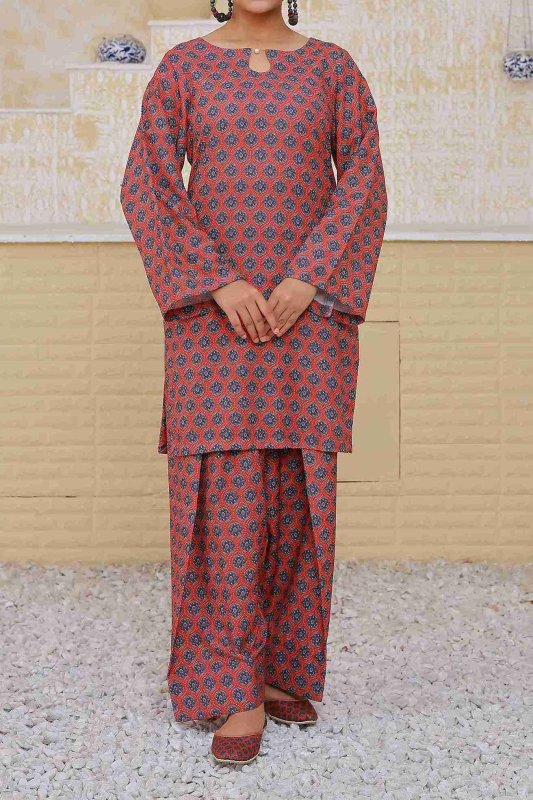 Ajrak Flame (Farshi Shalwar) Stitched X KHUSSA (COMBO SET)