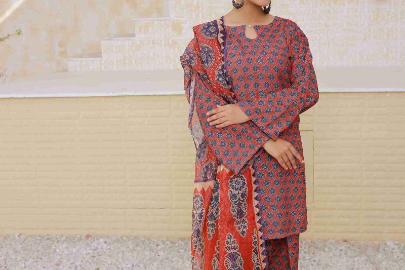 Ajrak Flame (Farshi Shalwar) Stitched X KHUSSA (COMBO SET)