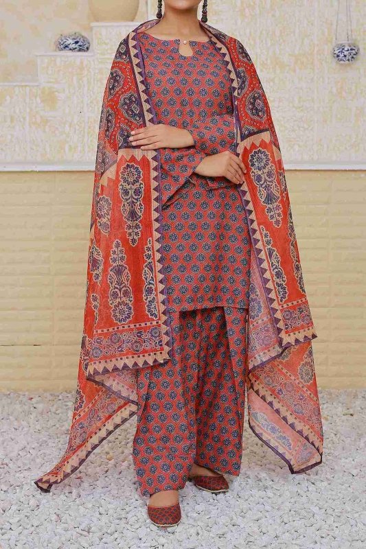 Ajrak Flame  UnStitched X KHUSSA (COMBO SET)