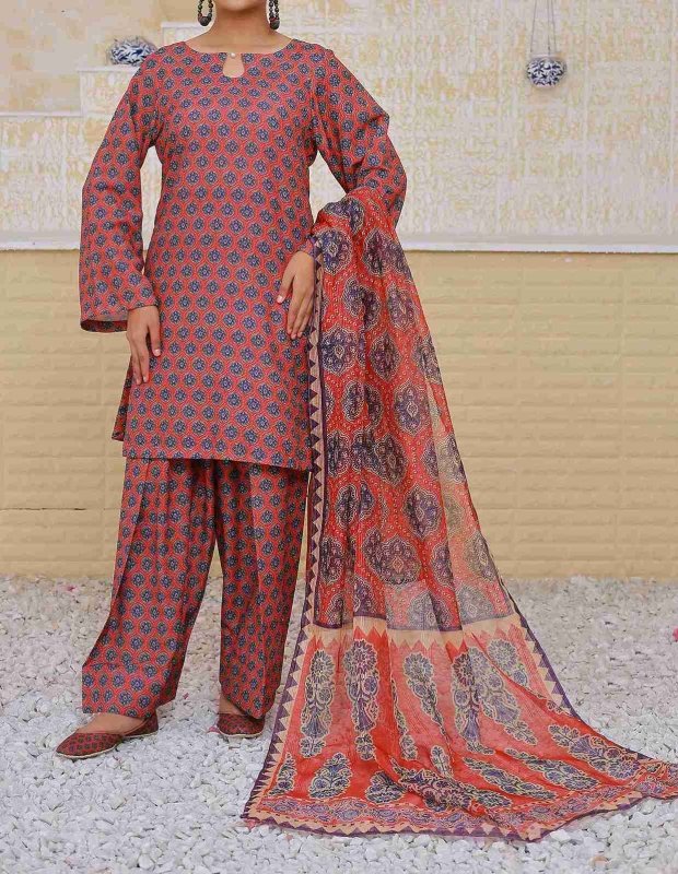 Ajrak Flame  UnStitched X KHUSSA (COMBO SET)