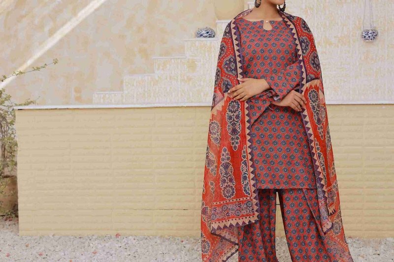 Ajrak Flame  UnStitched X KHUSSA (COMBO SET)
