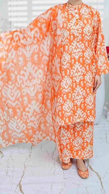 Amber Ikat Unstitched X Khussa (Combo Set)
