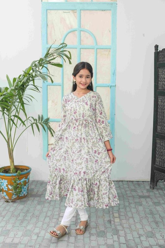 🌿 Lilac Vine Long Frock