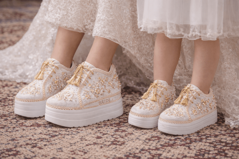 Mommy & Me Sneakers-38-White ( 1.5 Inch Sole)