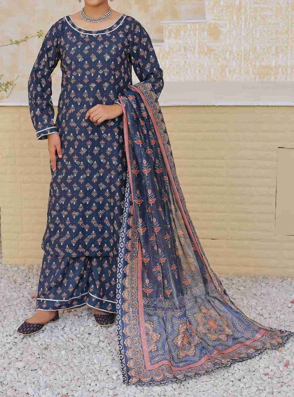 Navy Elegance UnStitched X KHUSSA (COMBO SET)