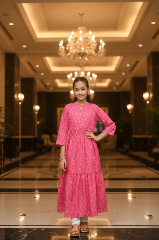 🌸 Rosé Glow Long Frock